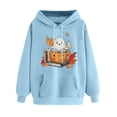 thumbnail image 4 of Womens Oversized Hoodie Sweatshirts Long Sleeve Halloween Hoodies with Pocket Fleece Lined Loose Graphic Sweat Shirts Khaki, M, 4 of 5