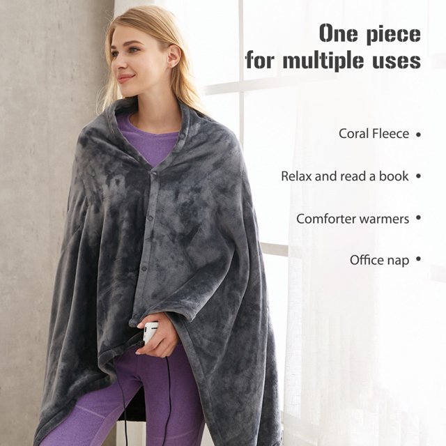 Mantón De Calefacción Eléctrica Mantón de calefacción eléctrica de vellón coralino Almohadillas de siesta ajustables de 3 velocidades Estera térmica Wdftyju Libre de BPA