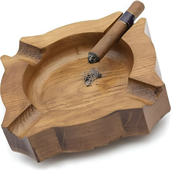 ACDANC Wood Cigar Ashtray For Men, Durable Solid 4 Slot Cigar Holder, Large Heavy Outdoor Wooden Cigar Ashtrays For Patio, Wooden Cigar Ash Tray For Home Office Decoration, Cigars Gift
