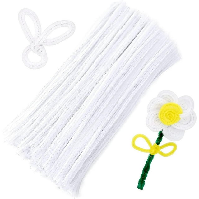 150 Pieces White Pipe Cleaners, Pipe Cleaners Chenille Stem, Craft Pipe Cleaners, Art Pipe Cleaners, Pipe Cleaners Bulk for Creative Home Arts and Cra