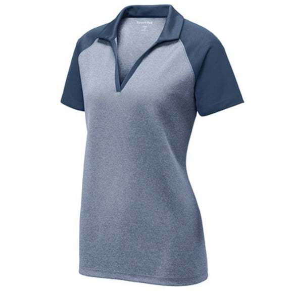 Sport-Tek Ladies PosiCharge RacerMesh Raglan Heather Block Polo. LST641