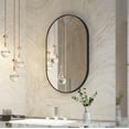 thumbnail image 3 of ANGELES HOME 20" x 32" Oval Bathroom Vanity Mirror, Wall Mounted Bathroom Mirror, Aluminum Wall Mirror for Bathroom, Copper Free Glass Vanity Framed Mirror, Matte Black, 3 of 9