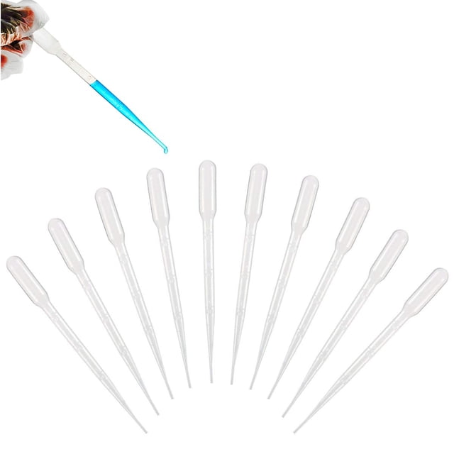 50 pipetas de transferencia desechables de plástico, cuentagotas de gradiente calibrado de plástico de 3 ml para transferencia de brillo de labios, experimentos de laboratorio de ciencias de aceites esenciales JM