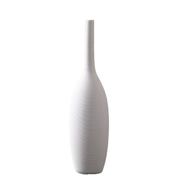 Thin Mouth Vintage Ceramic Vase Pure White Flower Arrangement Desktop Decoration