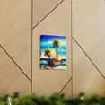 thumbnail image 7 of BeABetterHumanStore Blue Beach Boat Palm Tree Canvas Wall Prints Home Decor Room Art Painting Frame, 7 of 7
