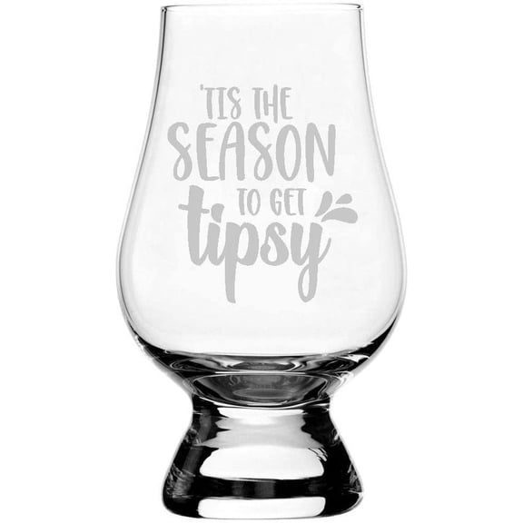 Merry Christmas Themed Glencairn Crystal Whisky Glass Tis The Season To Get Tipsy