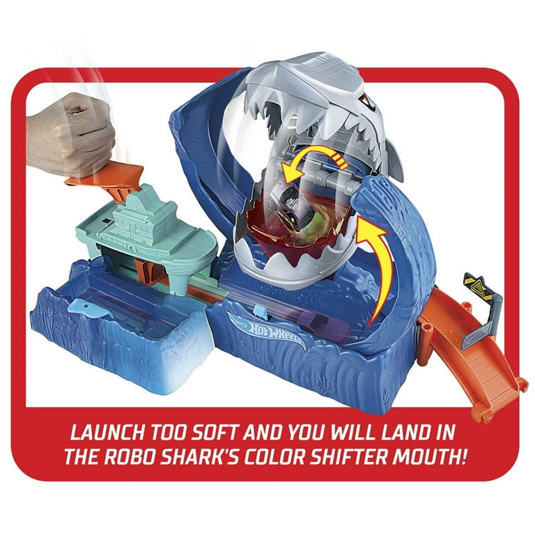 Hot Wheels Shark Attack Color Changing Playset with Race Launcher
