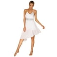 thumbnail image 4 of iEFiEL Womens Sparkly Sequins Asymmetrical Dance Dress V Neck Spaghetti Shoulder Straps Lyrical Contemporary Dancewear. White L, 4 of 7