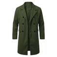 thumbnail image 4 of Maqroz Mens Long Double Breasted Trench Coat Notch Lapel Collar Winter Warm Overcoat Casual Business Formal Outerwear Heavyweight Classic Long Jacket, (Army Green,XL), 4 of 9