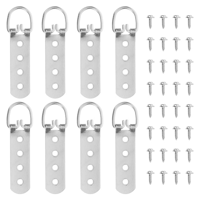 8 piezas de herrajes metálicos para marcos de fotos, tornillos de anilla en D con múltiples orificios para colgar marcos de fotos, accesorios para marcos de madera, plástico y metal.