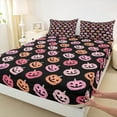 thumbnail image 3 of Manfei 3D Gothic Pumpkin Twin Sheet Sets, Black Orange Twin Fitted Sheet, Happy Halloween Flat Sheet, Microfiber Bedroom Decor, 3 Pieces, 3 of 7