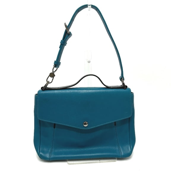 Pre-Owned BVLGARI 38639 Flap 2WAY Bag, Handbag, Leather, Women's, Turquoise Blue (Good)