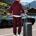 thumbnail image 5 of mihongmao Jogger Sets for Men 2 Piece Men Casual Pullover Hooded Sports Solid Long Sleeve Trousers Two-Piece Elastic Waist Tracksuit Wine S, 5 of 8