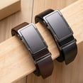 thumbnail image 2 of The first layer of the men's cowhide belt features an automatic buckle design and is made of genuine leather material. The lychee patterned belt can be extended in size, making it thick and durable., 2 of 6
