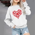 thumbnail image 1 of Milgrthf Chandail de la Saint-Valentin pour Femmes Décontracté à Imprimé Cœur Graphique à Manches Longues Coupe Ample Chandail Blouse Hauts Chandail à Col Rond Blanc 4 Ans, 1 of 4