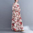 thumbnail image 4 of Vestido suelto de mujer Vintage estampado manga larga cuello redondo cintura alta Casual vestido Romacci Vestido, 4 of 7