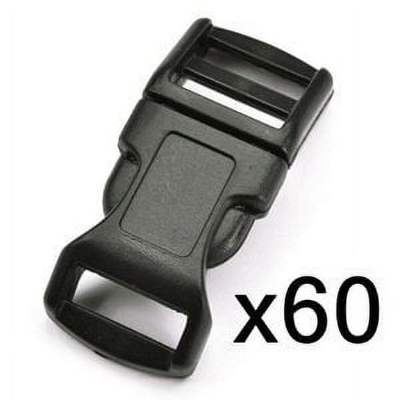 Bluecell 60 PCS 5/8" Black Contoured Side Release Plastic Buckles by Generic