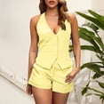 thumbnail image 2 of GILIGEGE Summer Sets Women 2 Piece Outfits Women's Shorts Set Elegant Business Set Sports Shorts Sleeveless Vest and Shorts Fashionable Two Piece Formal Holiday Set Streetwear Summer Lounge Sets, 2 of 5