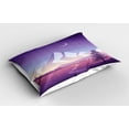 thumbnail image 2 of Ambesonne Northwoods Pillow Sham 2 Pack, Mountain Scenery, 36"x20", Violet Pink Pale Grey, 2 of 3