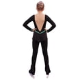 thumbnail image 3 of IceDress Figure Skating Dress - Thermal - Arabesque 3 (Black with Green rhinestones), 3 of 4