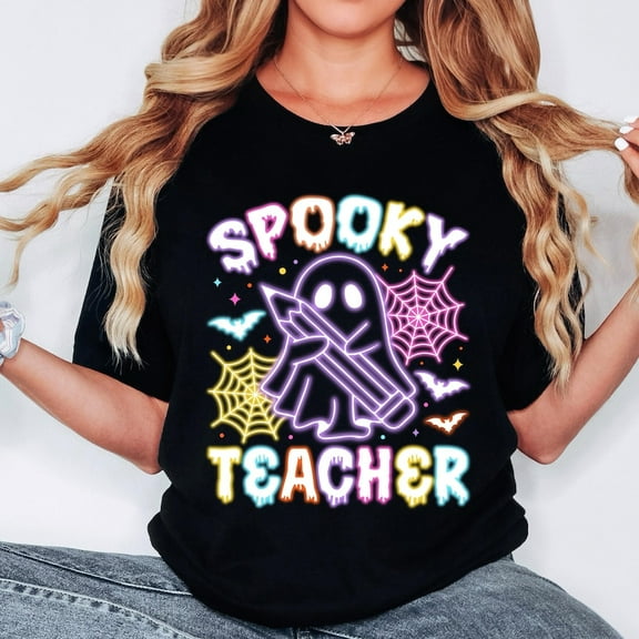Teacher Shirt, Halloween Neon Shirt, Cute Ghost Shirt, Season Shirt, Retro Halloween Shirt, Halloween Teacher Shirt