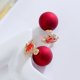 thumbnail image 2 of 1 par de pendientes con forma de flor de nieve y bolas rojas de diamante para mujer, ideales como regalo de boda o compromiso (rojos)., 2 of 5