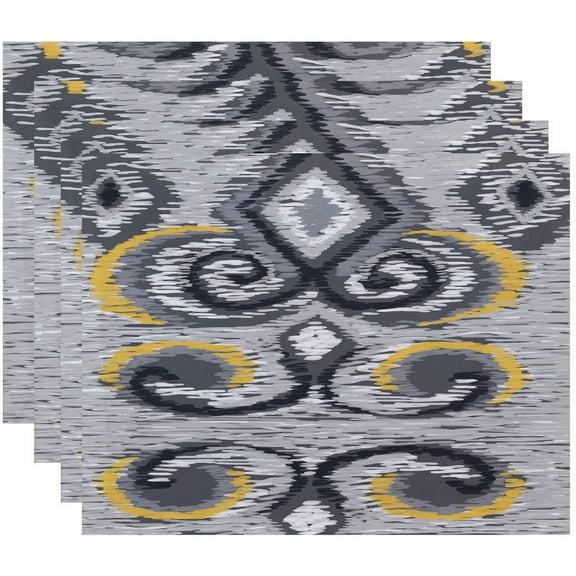 Simply Daisy 18" x 14" IKAT's Meow Geometric Print Placemats, Set of 4