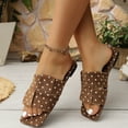thumbnail image 7 of Agkizg Womens Indoor Outdoor Slides, Beach Walking Sandals, Print Squares Toe Flat Slide Sandals Casual Indoor Outdoor Daily Comfortable Slippers, 7 of 7