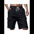 thumbnail image 2 of Pantalones Cortos Cargo para Hombre, Modernos, con Cordón Ajustable, Cintura Elástica, Informales, con Múltiples Bolsillos, para Entrenamiento, Deportes Al Aire Libre. Negro M, 2 of 9