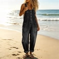 thumbnail image 6 of ClodeEU Women's Wide Leg Denim Bib Overalls,Casual Loose Baggy Jumpsuit with Pockets Black,Women's Plus L, 6 of 7