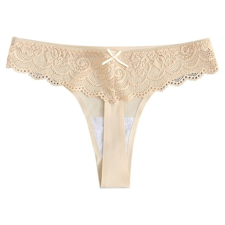 

Panties Solid Color Low Waist Lace Seamless Thong Panties for Women