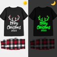 thumbnail image 3 of Pijamas familiares a juego de Navidad, conjunto de Pijamas cortos negros brillantes, Feliz Navidad, 2023, 3 of 3
