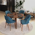 thumbnail image 3 of Harris 5-Piece Mid-Century Modern Dining Set with 4 Fabric Dining Chairs in Blue, 3 of 5