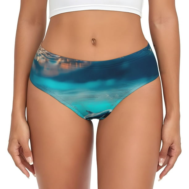 Balery Hawaiian Ship Dolphin Ropa Interior de Algodón para Mujer con Dibujo – Braguitas Cómodas y Elásticas, Estilo Clásico-3X-Large