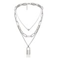 thumbnail image 1 of Cerradura Collar Colgante Simple Lindo Corazón Collares Largo 3 Cadena Multicapa Joyería de Moda Mujeres Niñas Regalo para Ella Plata Sailing  Electrónica, 1 of 4