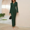thumbnail image 4 of Women Jumpsuit Casual Jumpsuit Loose Fit Jumpsuit Pure Color Jumpsuit Button Jumpsuit Women Jumpsuit Fashionable Straight Leg Trousers Button Turn Down Collar Pure Color Jumpsuit S, 4 of 6