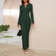 thumbnail image 4 of Mono De Mujer Mono De Pantalones Largos Mono Informal Mono De Ajuste Holgado Mono De Color Puro ANGGREK S Verde, 4 of 6