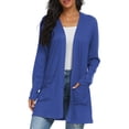 thumbnail image 4 of JWD Women's Cardigan Casual Lightweight with Pocketes Long Sleeve Open Front Cardigan Royal Blue S, 4 of 8