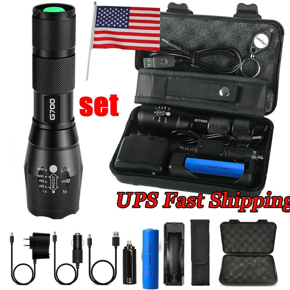 T6 Tactical Outdoor LED Flashlight Torch 50000LM Zoomable 5-Mode for 18650 . 