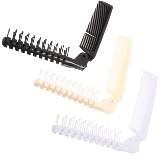 WHAMVOX 3Pcs Small Foldable Hair Brush Set Travel Size Pocket Brushes for All Hair Types