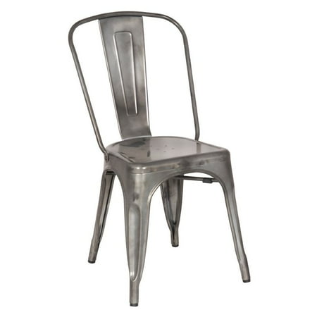 Chintaly Galvanized Steel Dining Chair In Gun Metal Chintaly Galvanized Steel Dining Chair In Gun Metal