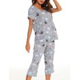 thumbnail image 3 of HAHDAXIA Womens Pajama Set Cotton Capri Pant Pyjama Short Sleeve Sleepwear Summer Pjs, 3 of 6