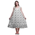 thumbnail image 1 of Bimba Robe de Nuit Sans Manches à Fleurs Blanches pour Femmes, Coton Imprimé, Grande Taille, 1 of 6