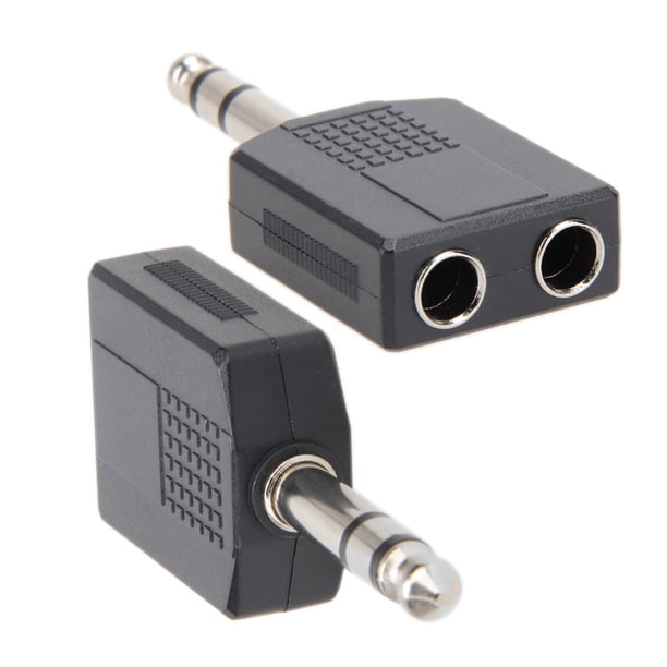 Kuymtek Estéreo 6,35 mm 1/4 "1 enchufe macho a 2 adaptador divisor de audio Jack hembra mono