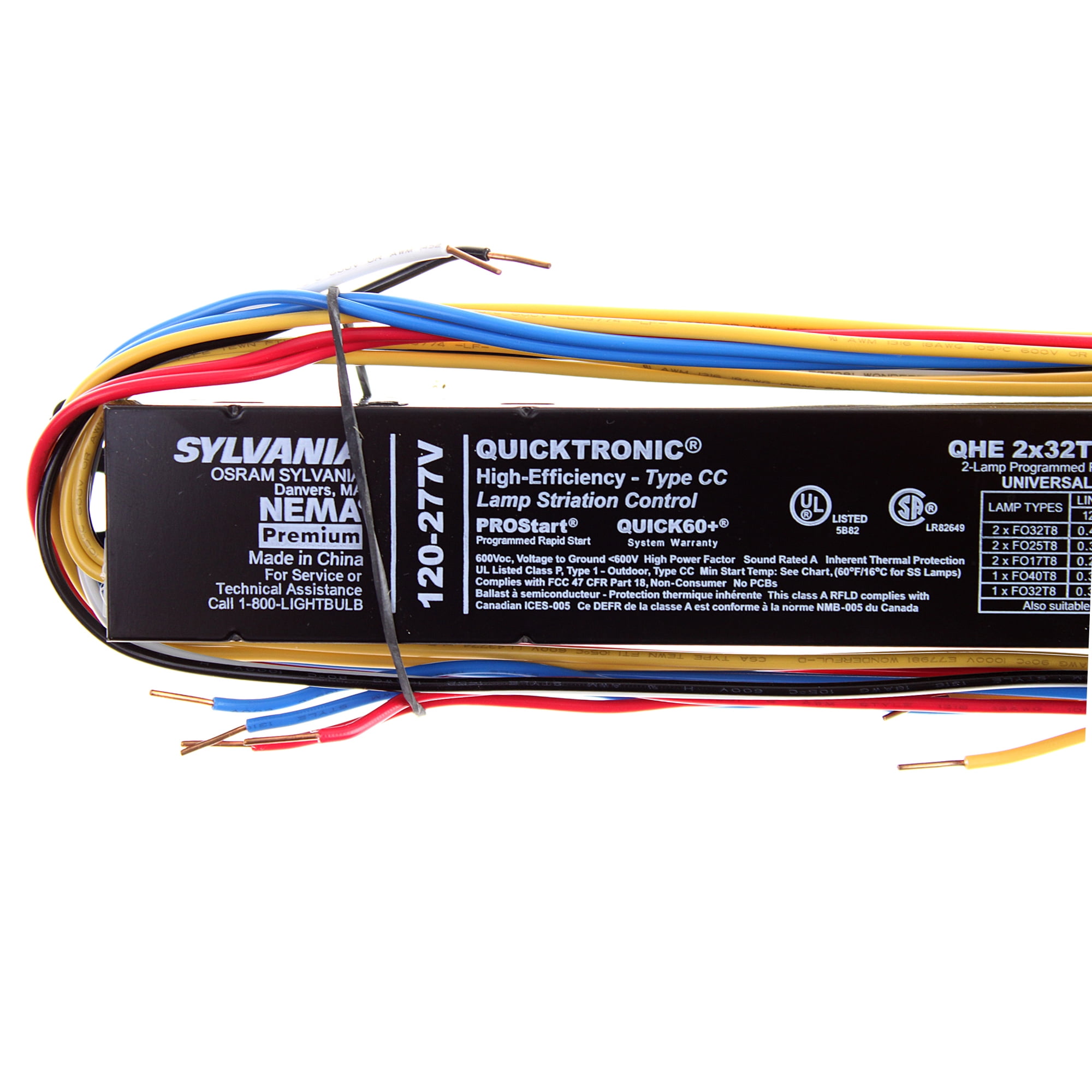 SYLVANIA QHE1X32T8/UNV-PSN-MC FLUORESCENT BALLAST, 1-LAMP, 32W T8