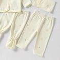 thumbnail image 6 of CAUYDY Preemie Girls Outfits Newborn Boys Fall Winter Clothes Baby Layette Long Sleeve Shirt Warm Hat 2Pants Bib 5Pcs Cotton Set for Unisex Infant Sizes 0-3 Months,Yellow, 6 of 6