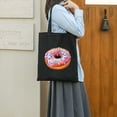 thumbnail image 5 of GOSMITH 2 Pcs Canvas Tote Bags Cute Aesthetic Tote Bags with Zipper Donut Crew Matching Friend Family Donut Lover Birthday Shoulder Bag Black, 5 of 8