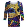 thumbnail image 4 of Jsaierl Mardi Gras Shirts for Women Carnival Outfit Mask Graphic Tee Plus Size Tunic 3/4 Sleeve Parade Blouse Gifts, 4 of 5
