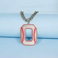 thumbnail image 3 of Baseball Initial A-Z Letter Pendant Necklace Cuban Chain Stainless Steel Jewelry, 3 of 7