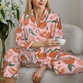 thumbnail image 5 of KLL Painting Peach Print Women's Long Sleeve Pajamas with Pants Sleepwear Loungewear 2 Set-XX-Large, 5 of 7